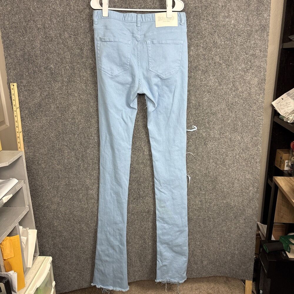 KLOUD9 Stacked Allover Shredded Jeans Mens Size 34 X 46 Light Blue Distressed - Picture 2 of 11